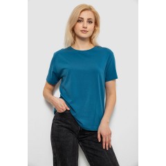 Футболка жіноча однотонна, колір джинс, 244R802-5