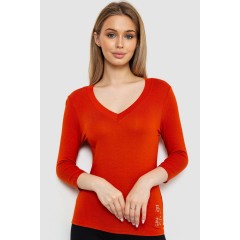 Жіночий лонгслів укорочений з рукавом 3/4, колір теракотовий, 186R508
