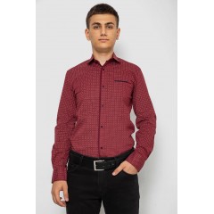 Сорочка чоловіча з принтом, колір бордовий, 214R7497