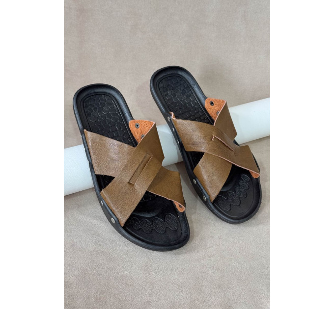 Шльопанці чоловічі, колір коричневий, 214RA100