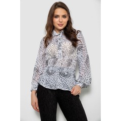 Блуза жіноча з принтом шифонова, колір білий, 230R1502-5