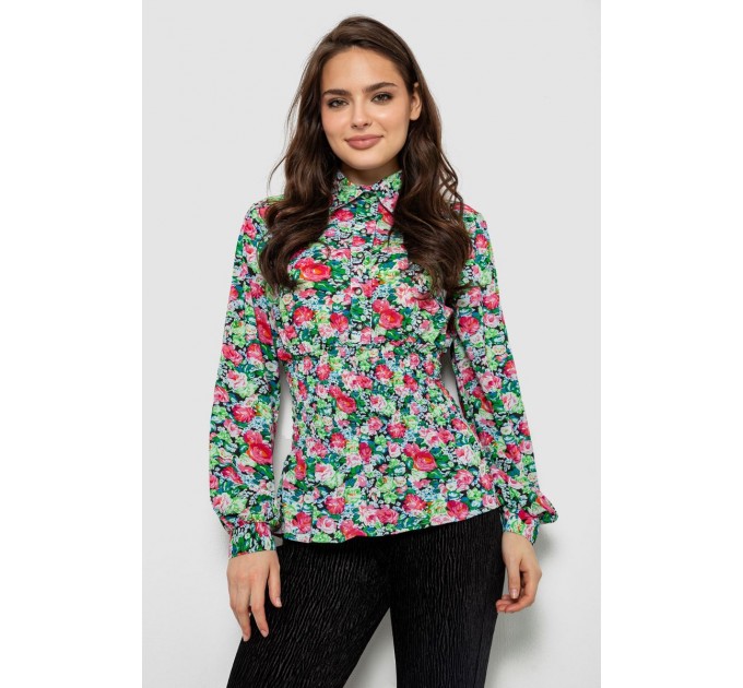 Блуза жіноча з принтом, колір зелений, 230R1502-6