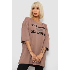 Футболка жіноча з принтом, колір мокко, 244R3012-5