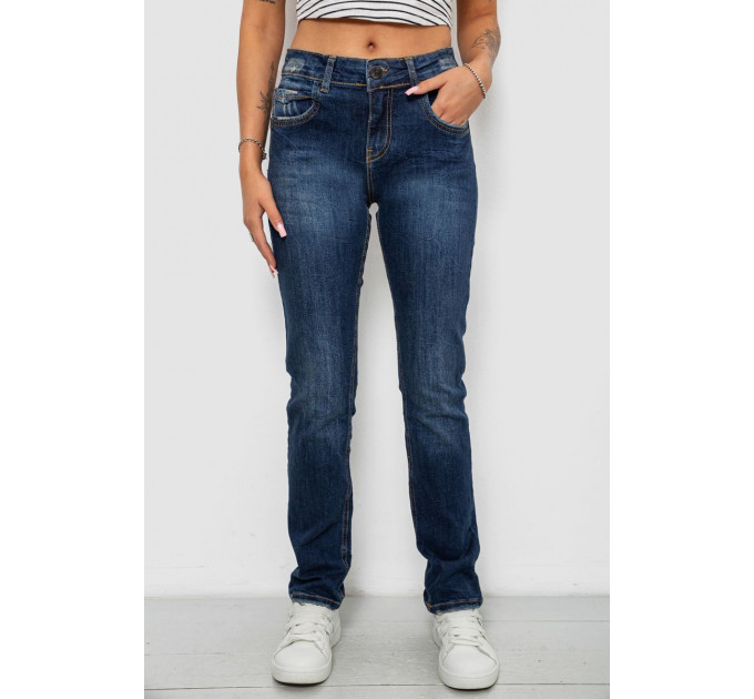 Джинси жіночі однотонні Straight fit, колір синій, 244R11489 Джинси жіночі однотонні Straight fit, колір синій, 244R11489