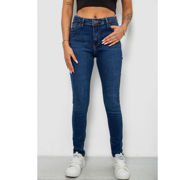 Джинси жіночі однотонні Skinny, колір темно-синій, 244R2001-B