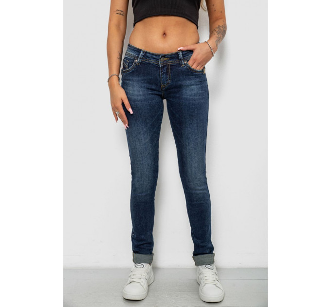 Джинси жіночі однотонні Skinny, колір синій, 244RSH9518 Джинси жіночі однотонні Skinny, колір синій, 244RSH9518