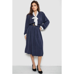 Костюм жіночий класичний у горох, колір синьо-білий, 167R3002