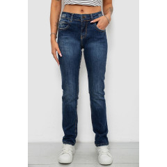 Джинси жіночі однотонні Straight fit, колір синій, 244R11489