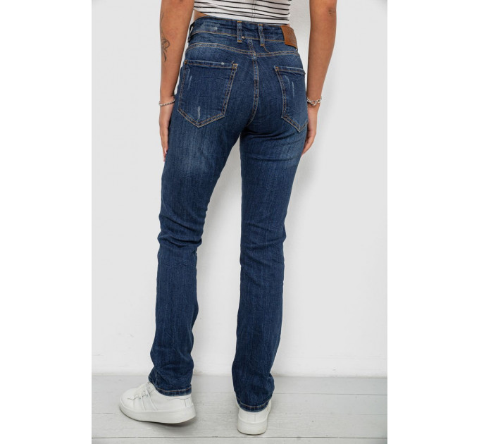 Джинси жіночі однотонні Straight fit, колір синій, 244R11489