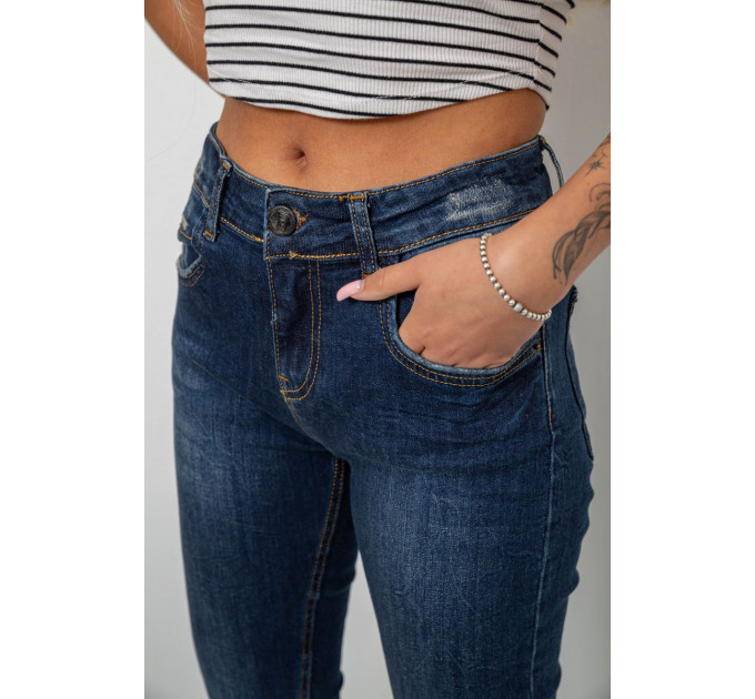 Джинси жіночі однотонні Straight fit, колір синій, 244R11489