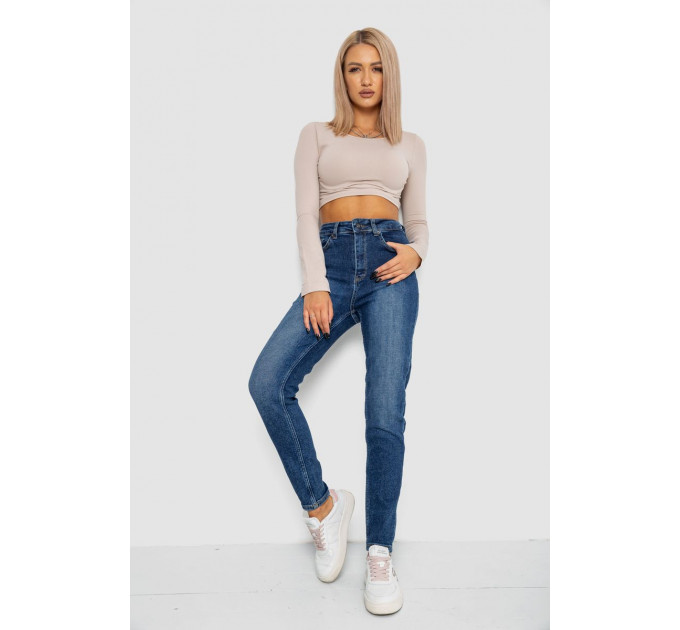 Джинси жіночі Mom-fit стрейч, колір синій, 244R1143
