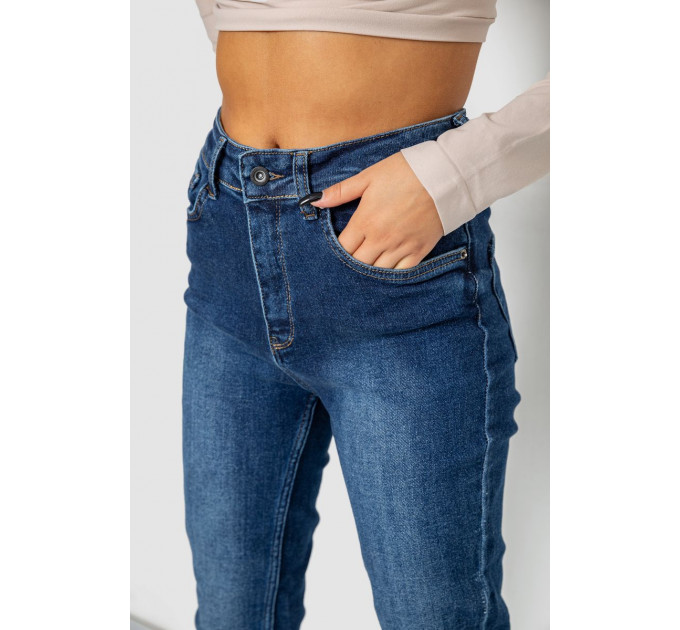 Джинси жіночі Mom-fit стрейч, колір синій, 244R1143