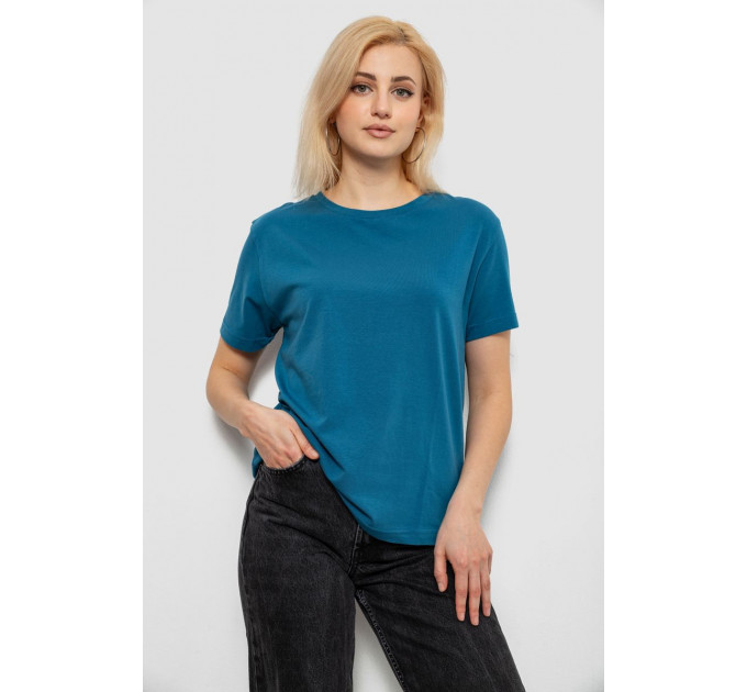Футболка жіноча однотонна, колір джинс, 244R802-5