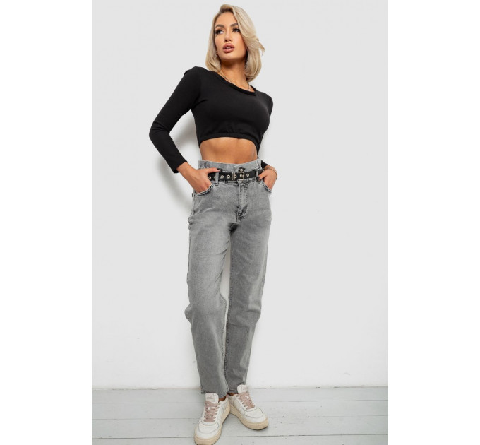 Джинси жіночі однотонні Baggy Papei, колір сірий, 244R00158