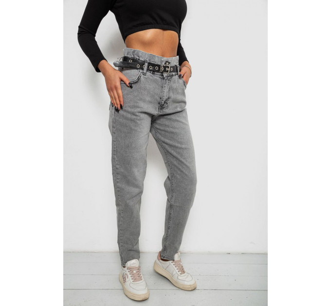 Джинси жіночі однотонні Baggy Papei, колір сірий, 244R00158