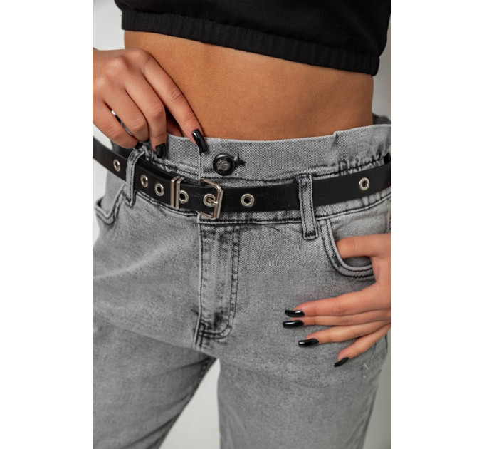 Джинси жіночі однотонні Baggy Papei, колір сірий, 244R00158