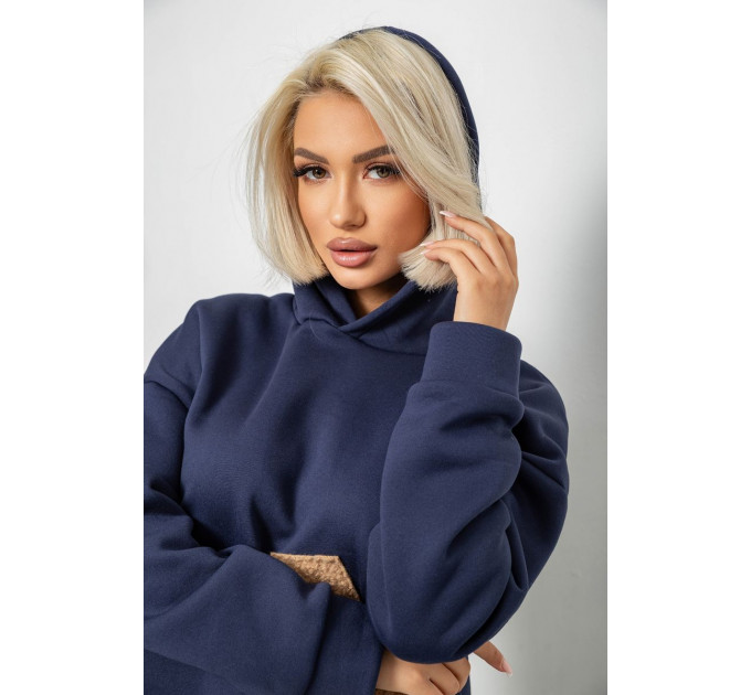 Худі жіночий з капюшоном на флісі, колір синій, 257R335