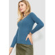 Кофта жіноча в рубчик, колір джинс, 204R037