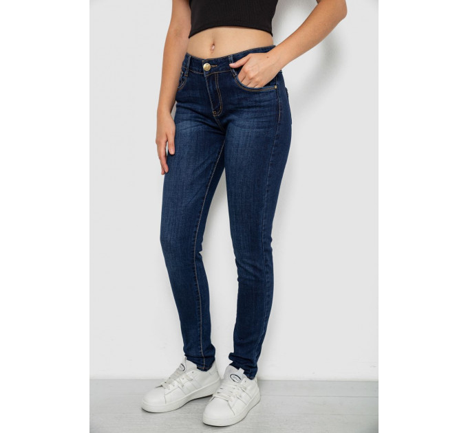 Джинси жіночі однотонні Skinny, колір синій, 244RMU756