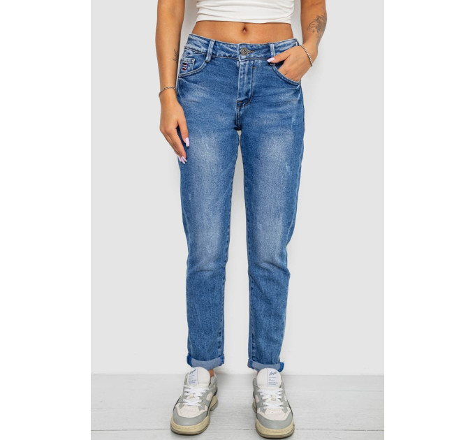 Джинси жіночі однотонні Straight fit, колір синій, 244RQ6169