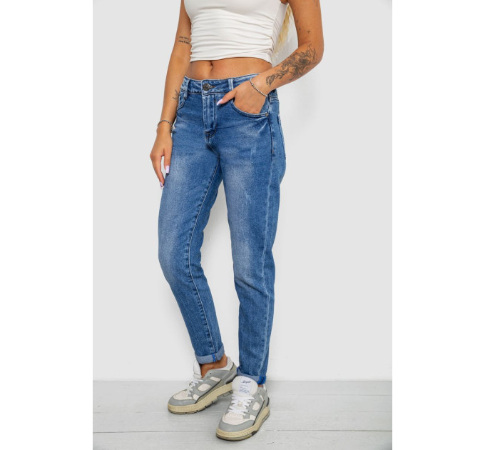 Джинси жіночі однотонні Straight fit, колір синій, 244RQ6169