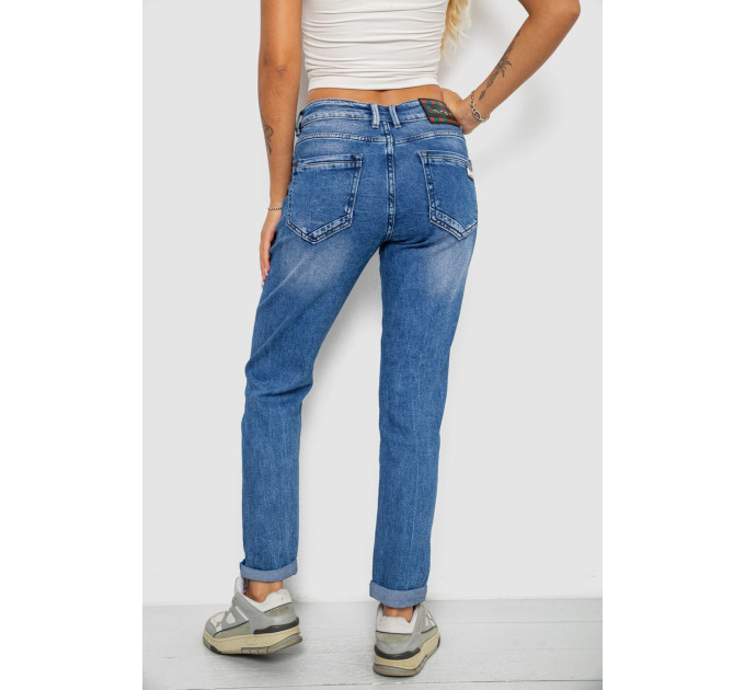 Джинси жіночі однотонні Straight fit, колір синій, 244RQ6169