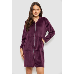 Халат жіночий велюровий на блискавці, колір сливовий, 257R1023