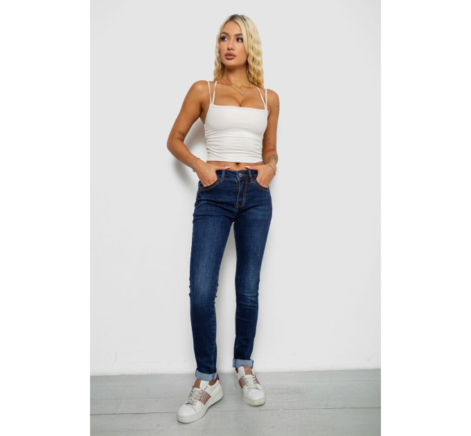 Джинси жіночі однотонні утеплені Skinny, колір синій, 244R5690