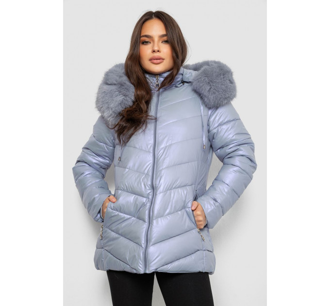 Куртка жіноча зимова коротка, колір блакитний, 244R23-611