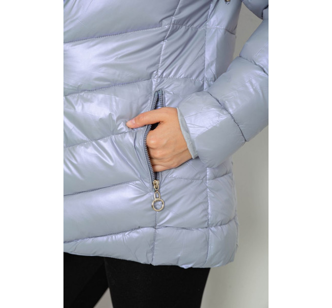 Куртка жіноча зимова коротка, колір блакитний, 244R23-611