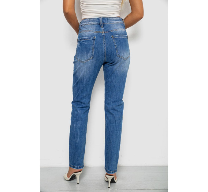 Джинси жіночі однотонні Straight fit, колір синій, 244RF-8196