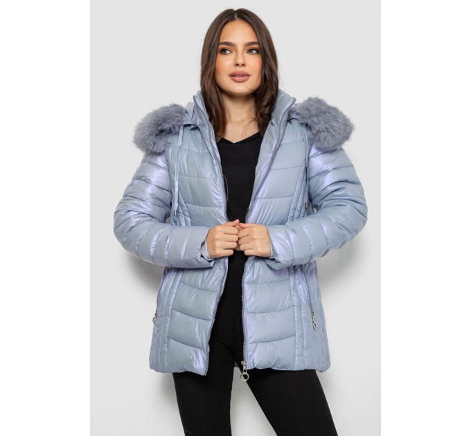 Куртка жіноча зимова коротка, колір блакитний, 244R23-711