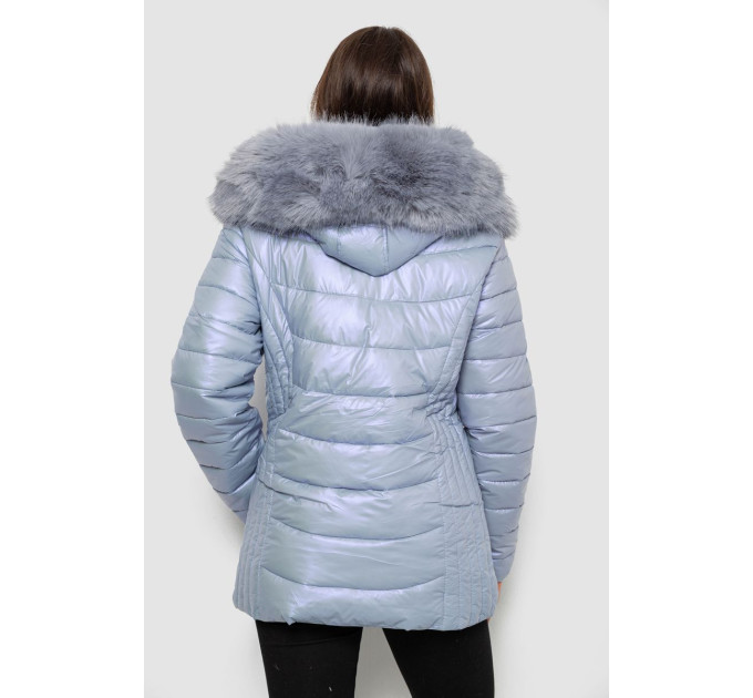 Куртка жіноча зимова коротка, колір блакитний, 244R23-711