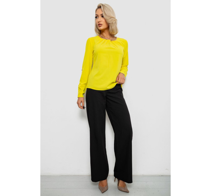 Блуза однотонна, колір жовтий, 230R306