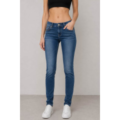 Джинси жіночі однотонні Slim fit, колір синій, 244RA601