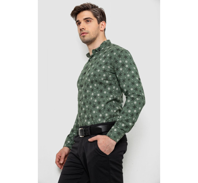 Сорочка чоловіча з принтом, колір хакі, 214R808