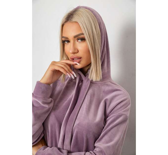 Спортивний костюм жіночий велюровий, колір пудровий, 241R2001-20