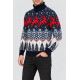 Светр чоловічий новорічний з горлом, колір синій, 214R21301
