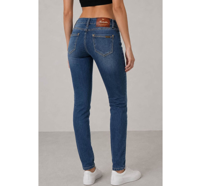 Джинси жіночі однотонні Slim fit, колір синій, 244RA601
