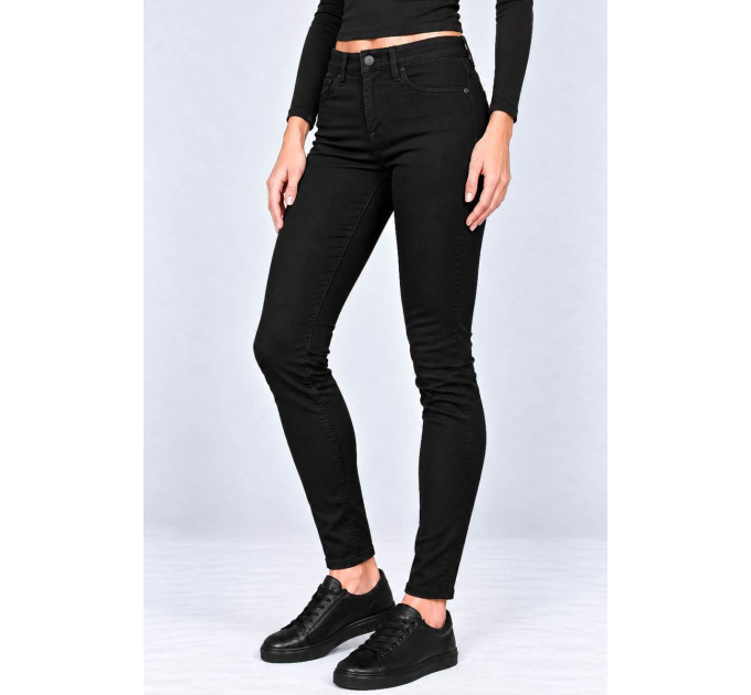 Джинси жіночі однотонні Slim fit, колір чорний, 244RF-81739