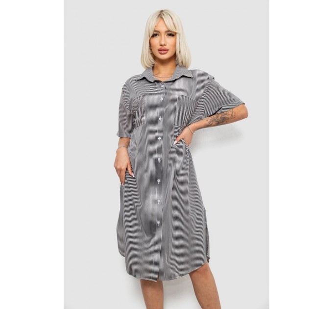 Сукня-сорочка жіноча в смужку, колір чорно-білий, 257R173