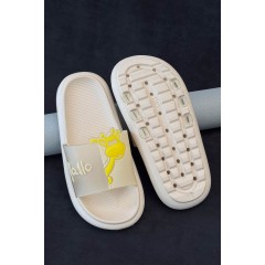 Шльопанці жіночі з аплікацією, колір бежевий, 243R5028-4