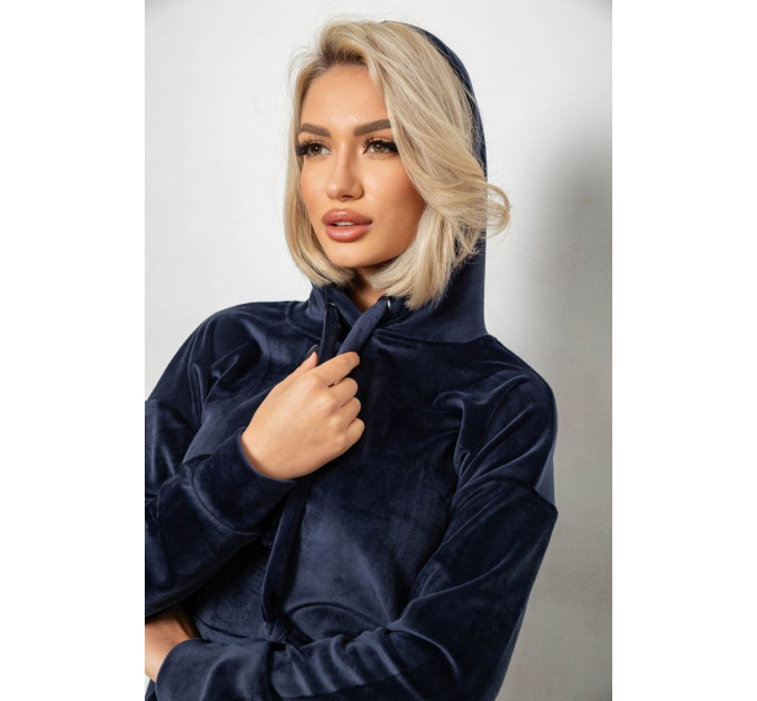 Спортивний костюм жіночий велюровий, колір синій, 241R1530-5