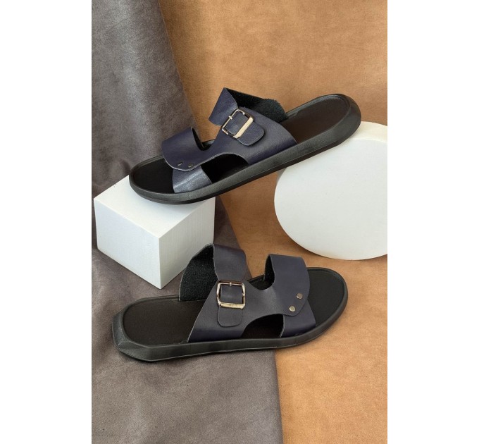 Шльопанці чоловічі однотонні, колір синій, 214R88