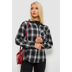Сорочка жіноча в клітинку, колір чорний, 244R1070-4