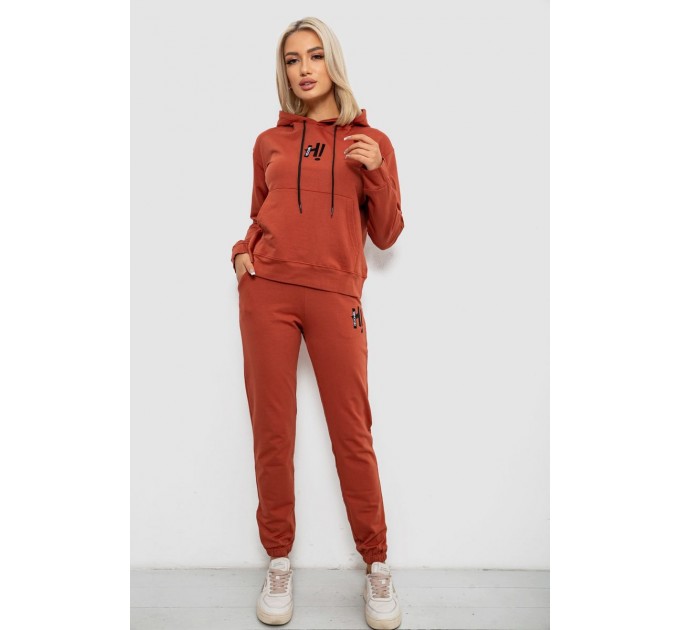 Спортивний костюм жіночий двонитка, колір теракотовий, 214R1419-003