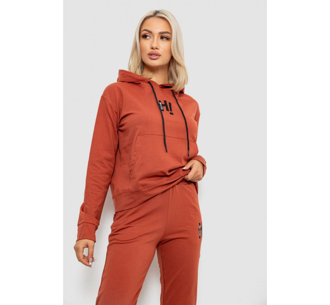 Спортивний костюм жіночий двонитка, колір теракотовий, 214R1419-003