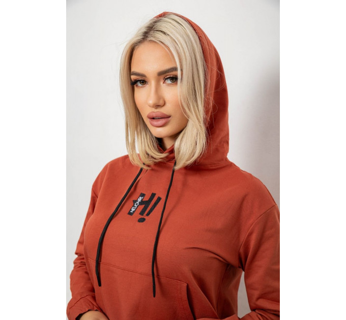 Спортивний костюм жіночий двонитка, колір теракотовий, 214R1419-003