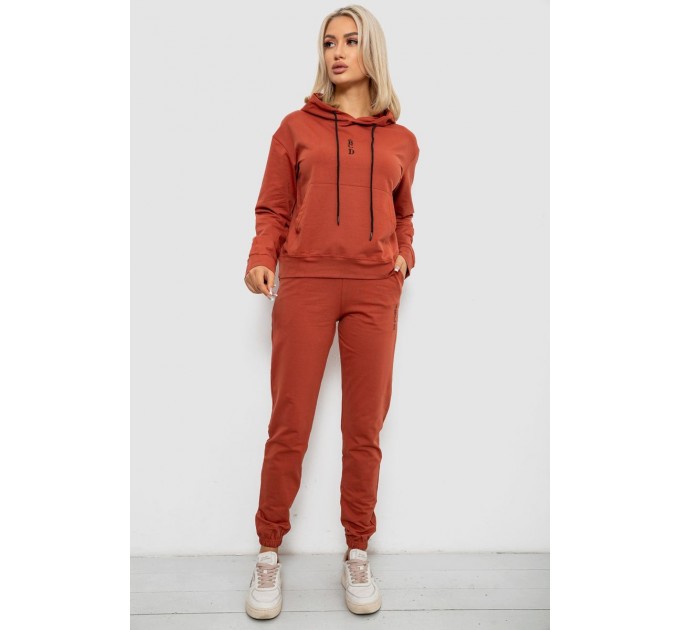 Спортивний костюм жіночий двонитка, колір теракотовий, 214R1419-001