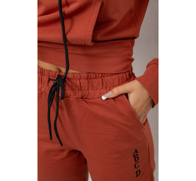 Спортивний костюм жіночий двонитка, колір теракотовий, 214R1419-001
